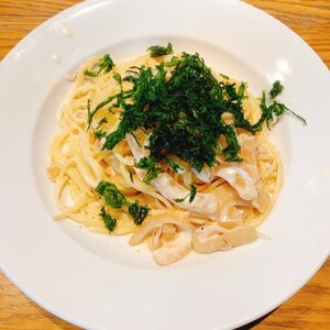 牡蠣だし醤油で味付け☆しめじと玉ねぎの和風パスタ